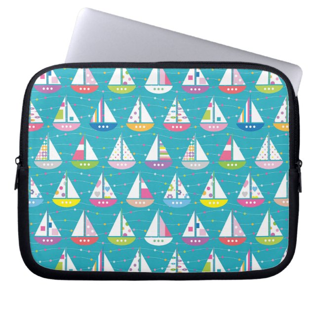 Pastel-Sailboat-Muster Laptopschutzhülle (Vorderseite)