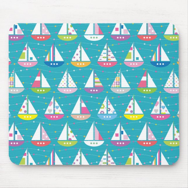 Pastel-Sailboat-Muster Mousepad (Vorne)