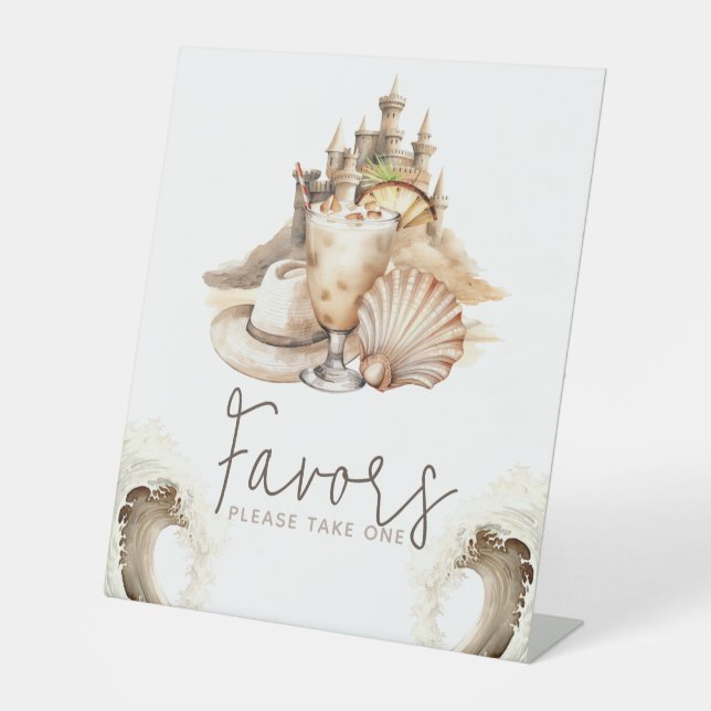 Pastel Sand Birthday Beach Tafel Sockelschild (Vorderseite)