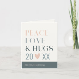 Pastel Scandi Blush Gray Peace Liebe & Hugs 2023 Feiertagskarte