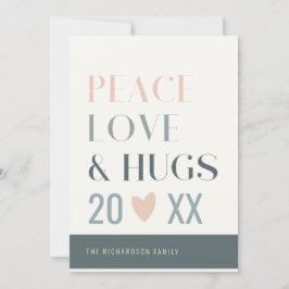 Pastel Scandi Blush Gray Peace Liebe & Hugs 2023 Feiertagskarte