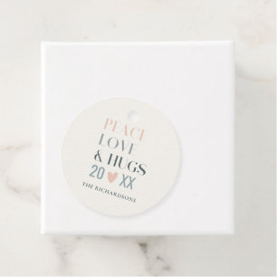Pastel Scandi Blush Gray Peace Liebe & Hugs 2023 Geschenkanhänger