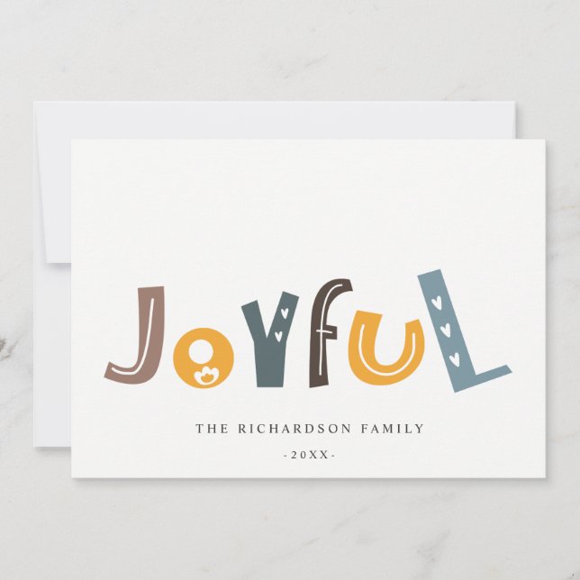 Pastel Scandi Yellow Grau Text Freude Weihnachten (Vorderseite)