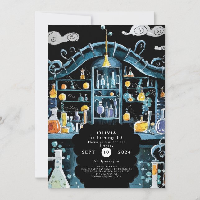 Pastel Science Experimental Scientist zum Geburtst Einladung (Vorderseite)