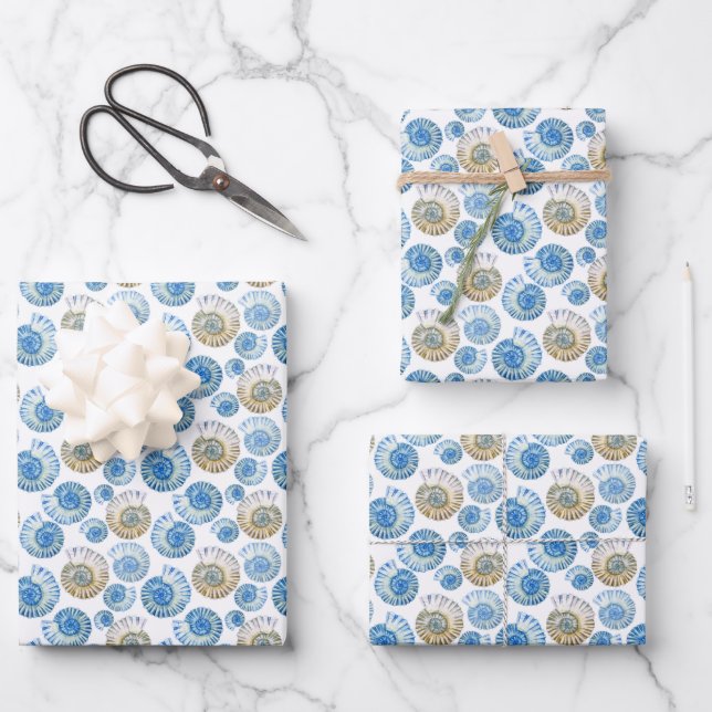 Pastel Seashell Pattern Geschenkpapier Set (Vorderseite)