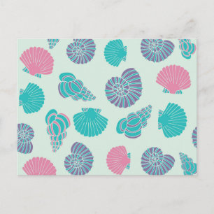 Pastel Seashell Pattern Postkarte