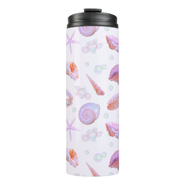 Pastel Seashell & Pearl Ocean Aesthetic Thermosbecher (Vorderseite)