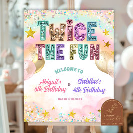 Pastel Sequin Glitter Double Birthday Welcome Sign Poster