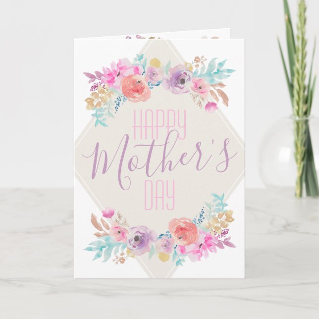 Pastel Shabby Chic Floral Boho Happy Mother Day Karte (Vorderseite)
