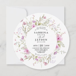 Pastel Shade Blush Pink Wild Floral Wedding Einladung