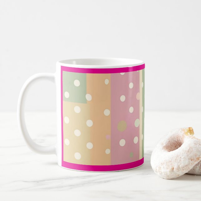 Pastel Shades of Stripes and Polka Dots Kaffeetasse (Mit Donut)