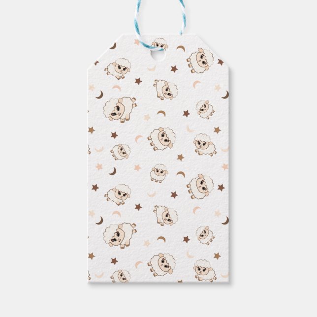 Pastel Sheep Pattern Geschenkanhänger (Vorderseite)