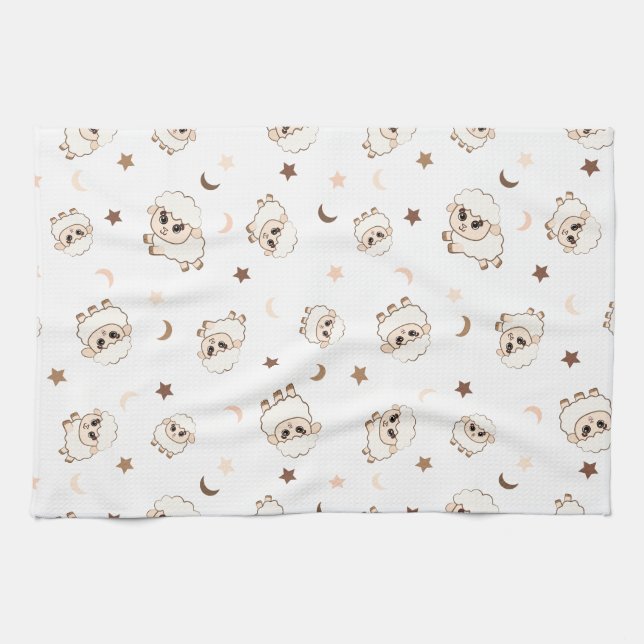 Pastel Sheep Pattern Geschirrtuch (Horizontal)