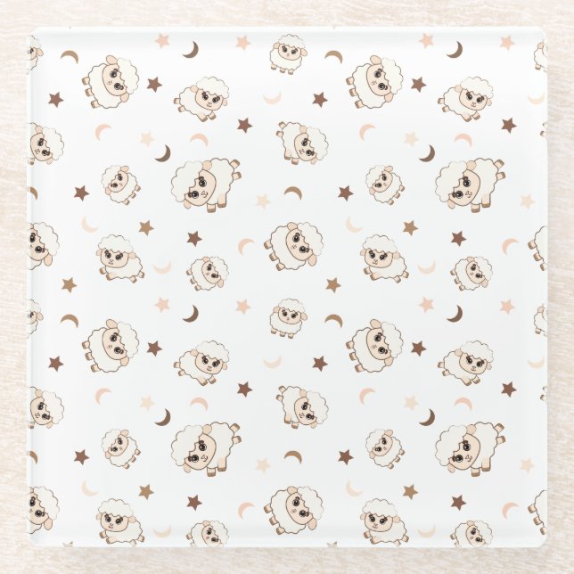Pastel Sheep Pattern Glasuntersetzer (Vorderseite)