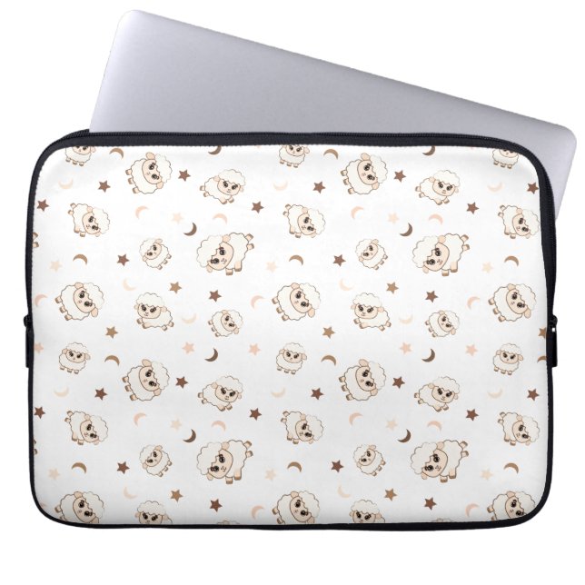 Pastel Sheep Pattern Laptopschutzhülle (Vorderseite)