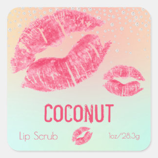 Pastel Shimmer Sugar Lip Scrub Produktetikett Quadratischer Aufkleber