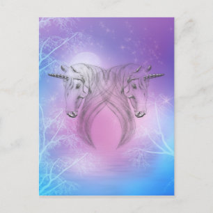 Pastel Silver Unicorns Postkarte
