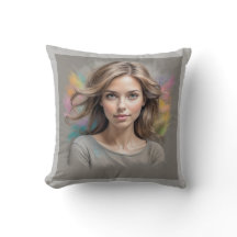 Pastel Sketch Gray Throw Kissen
