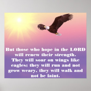 Pastel Sky, Adler, Hope Strength Bible Verse Poster