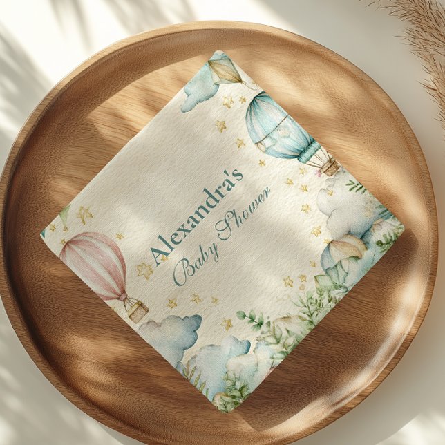 Pastel Sky Adventure Baby Shower Serviette (Von Creator hochgeladen)