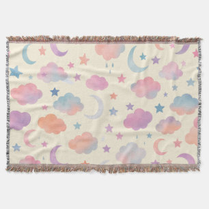 Pastel Sky Dreams - Moon, Stars & Clouds Muster Decke