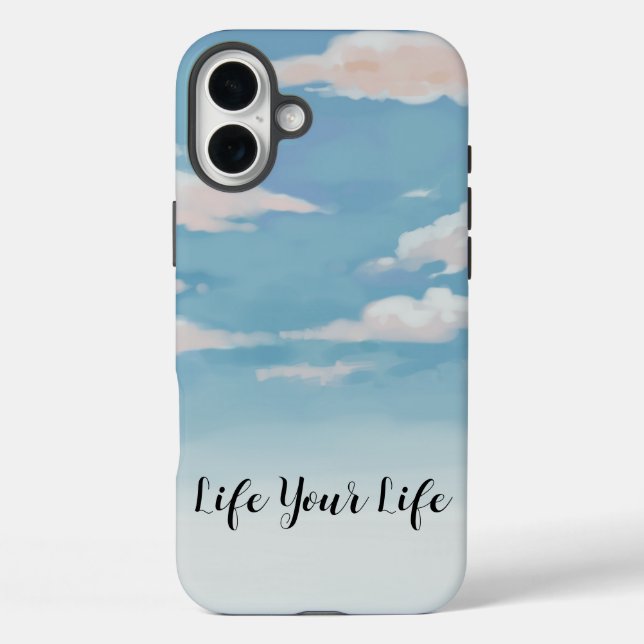 Pastel Sky Phone Case - Zitat "Live Your Life" (Rückseite)