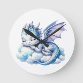 Pastel Sleeping Dragon Runde Wanduhr