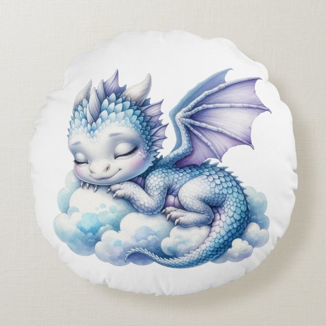 Pastel Sleeping Dragon Rundes Kissen (Vorderseite)