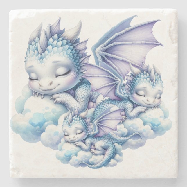 Pastel Sleeping Dragon Steinuntersetzer (Vorderseite)