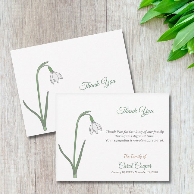 Pastel Snowdrop Beerdigung Danke Notiz Karte (Pastel Snowdrop Funeral Thank You Note Card)