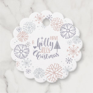 Pastel Snowflakes Holly Jolly Weihnachten Geschenkanhänger