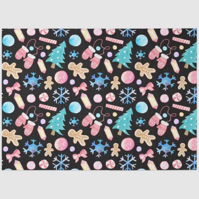 Pastel Snowflakes Weihnachtsbaumen Weihnachten Seidenpapier (Vorderseite)