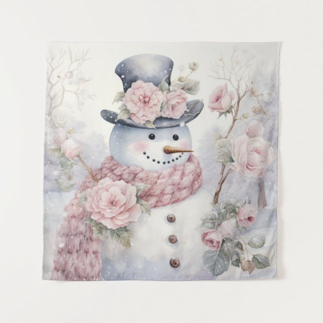 Pastel Snowman Tapestry Wandteppich (Vorderseite)