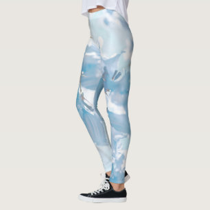 Pastel Soft Blue Jacaranda Blume Blüten Leggings