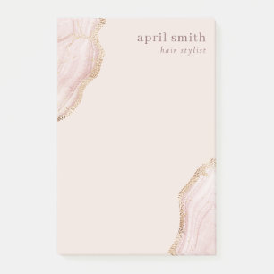 Pastel Soft Blush Rose Gold Agate Marmor Textur P Post-it Klebezettel
