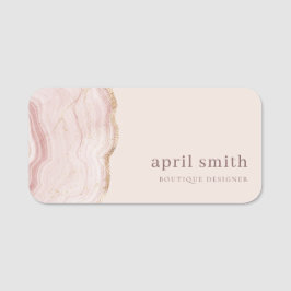 Pastel Soft Blush Rose Gold Agate Marmortextur Namensschild