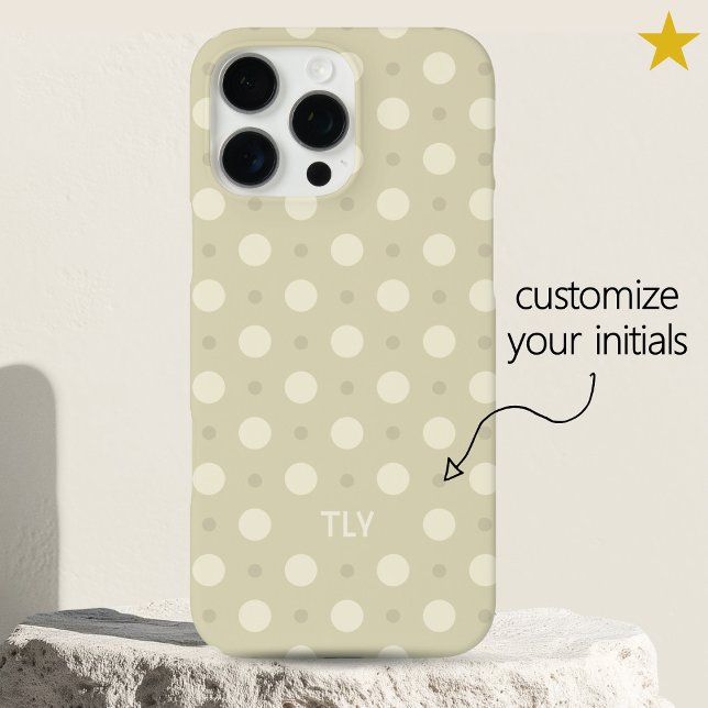 Pastel Soft Gray Dots Pattern Custom Name Initials Case-Mate iPhone Hülle (Von Creator hochgeladen)