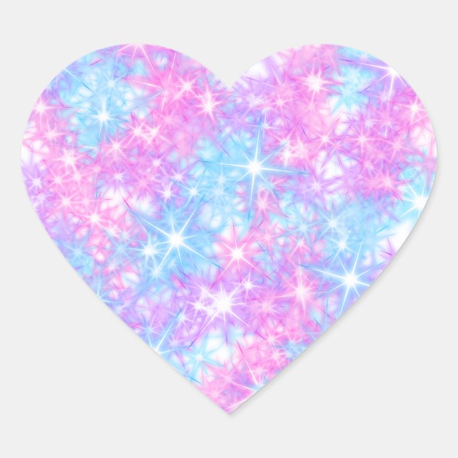 Pastel Sparkle Star Heart Sticker (Vorderseite)