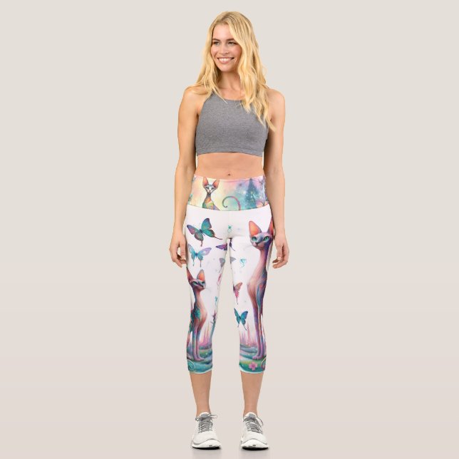 Pastel Sphnyxs Magischer Garten Capri Leggings (Vorderseite)