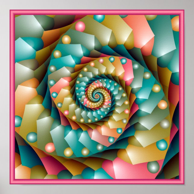 Pastel Spiral Fraktal Design Poster (Vorne)