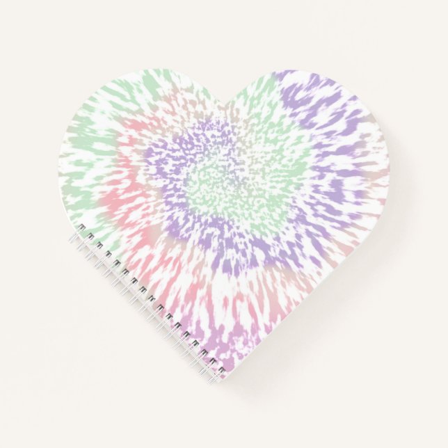 Pastel Spiral Shibori Gefärbte Krawatte Hippie Ret Notizbuch (Vorderseite)