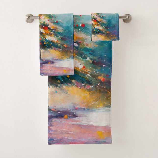 Pastel Splashes, Art des Weihnachtsbaumes Badhandtuch Set (Insitu)