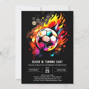Pastel Sports Wassercolor Fußball Geburtstag Einladung