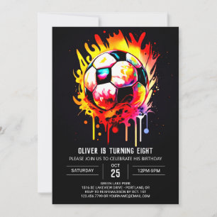 Pastel Sports Wassercolor Fußball Geburtstag Einladung