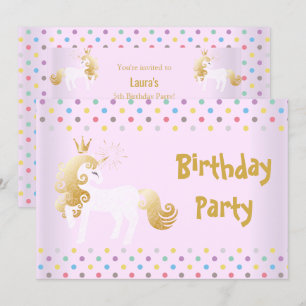 PASTEL SPOT PINK WHITE UNICORN GEBURTSTAGSPARTEI EINLADUNG