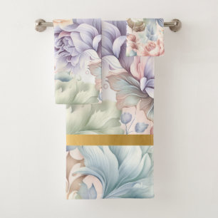 PASTEL SPRING FLORAL GOLD BADEZIMMER TOWEL SET