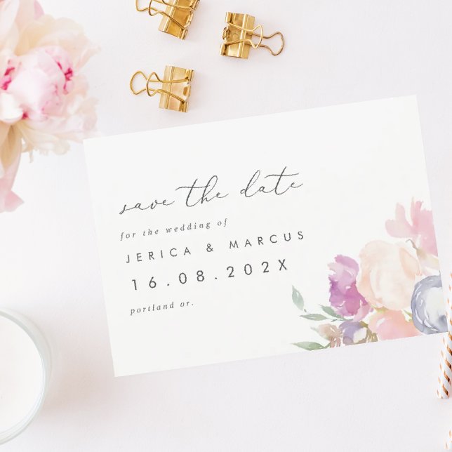 Pastel Spring Floral Wedding Save the Date (Von Creator hochgeladen)