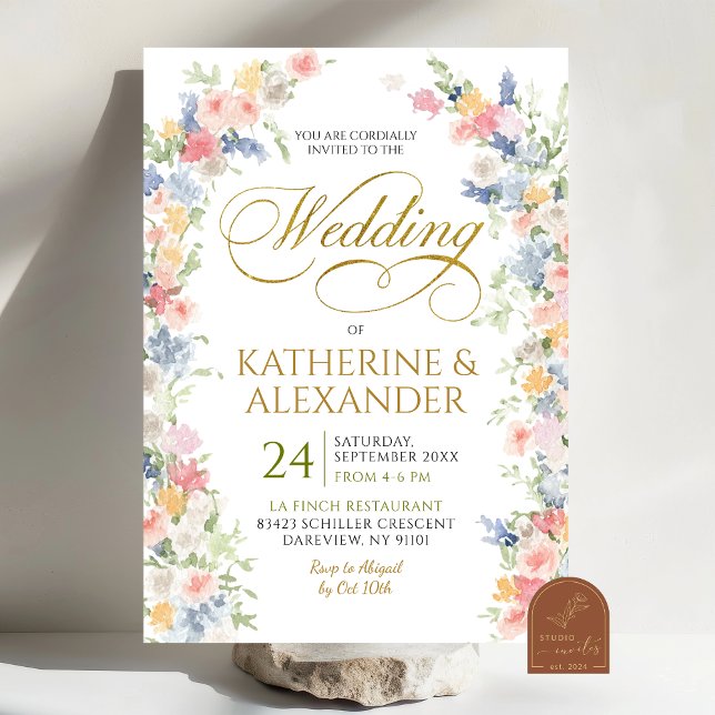 Pastel Spring Floral Wedding Save the Date Einladung (Von Creator hochgeladen)