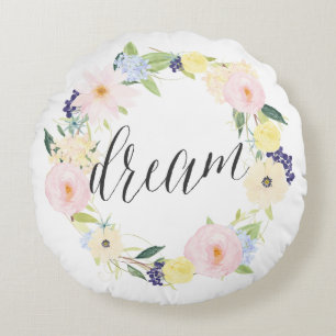 Pastel Spring Floral Wreath   Dream Round Kissen