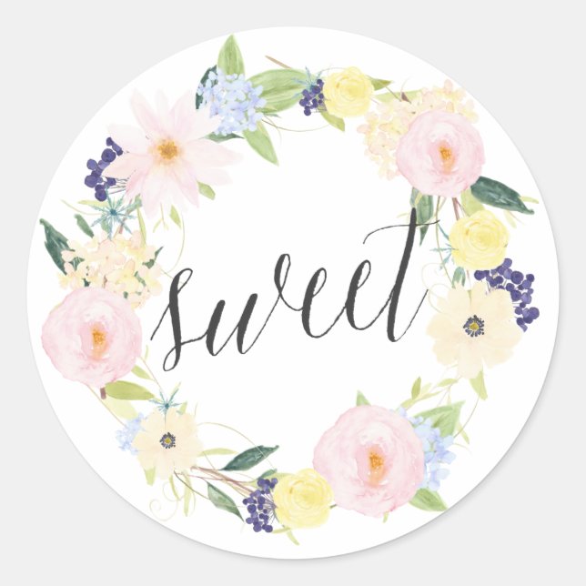 Pastel Spring Floral Wreath | Sweet Stickers (Vorderseite)